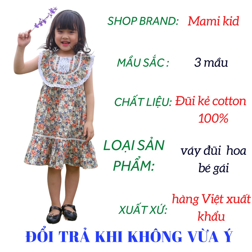 Váy xinh cho bé gái 1-10t hoa nhí phối ren, MẶC MÙA HÈ SIÊU MÁT