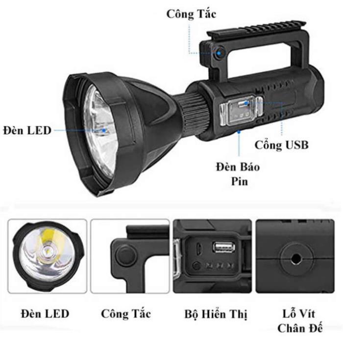 [Giảm 50%] Đèn pin cầm tay siêu sáng chiếu xa 1000m chống thấm nước có chân đế, đèn pin tuần tra - MonacoStore