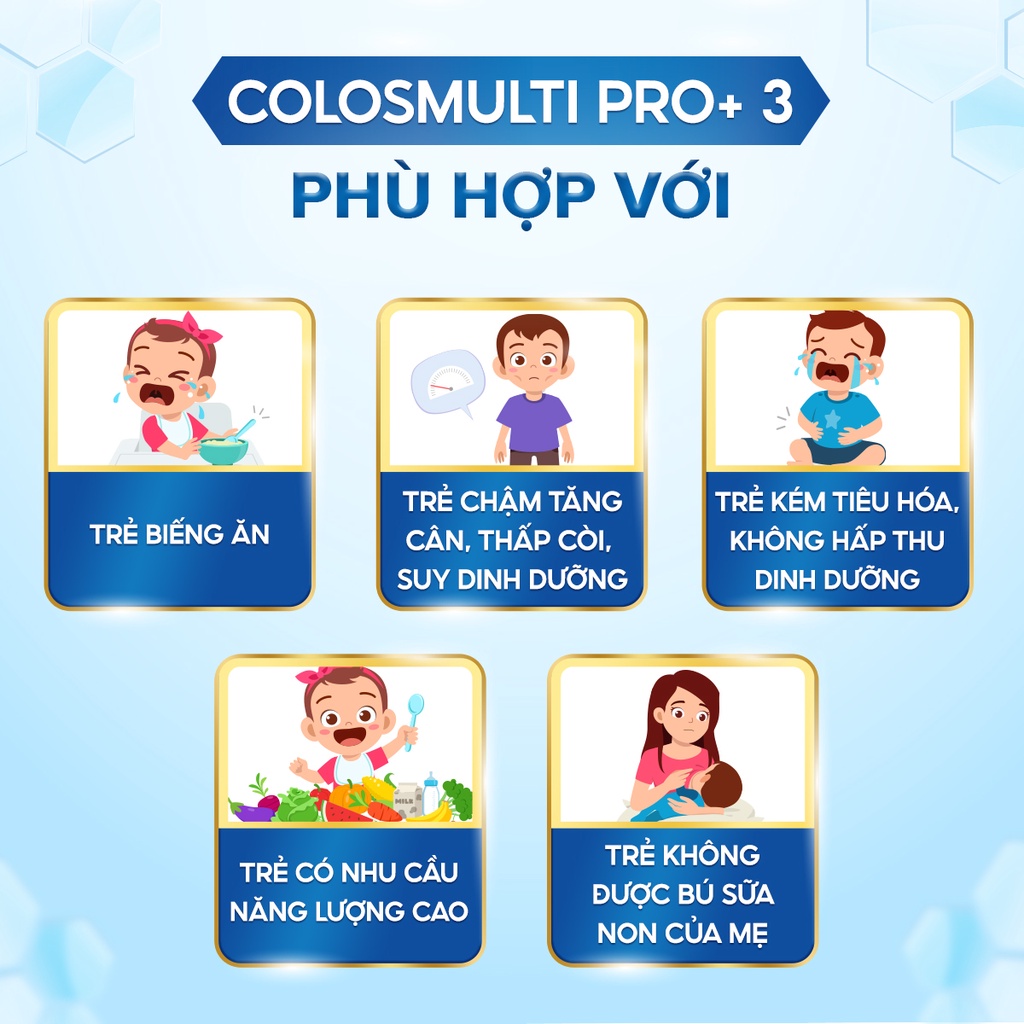 Sữa Bột Colosmulti Pro+ 3 560g/28túi tăng cường hấp thu, miễn dịch, phát triển thể chất và nhận thức