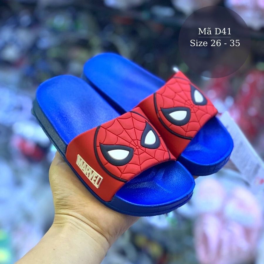 Dép lê cho bé trai đi trong nhà LIMIBABY in hình siêu nhân spiderman chất nhựa, xốp chống trơn trượt D41