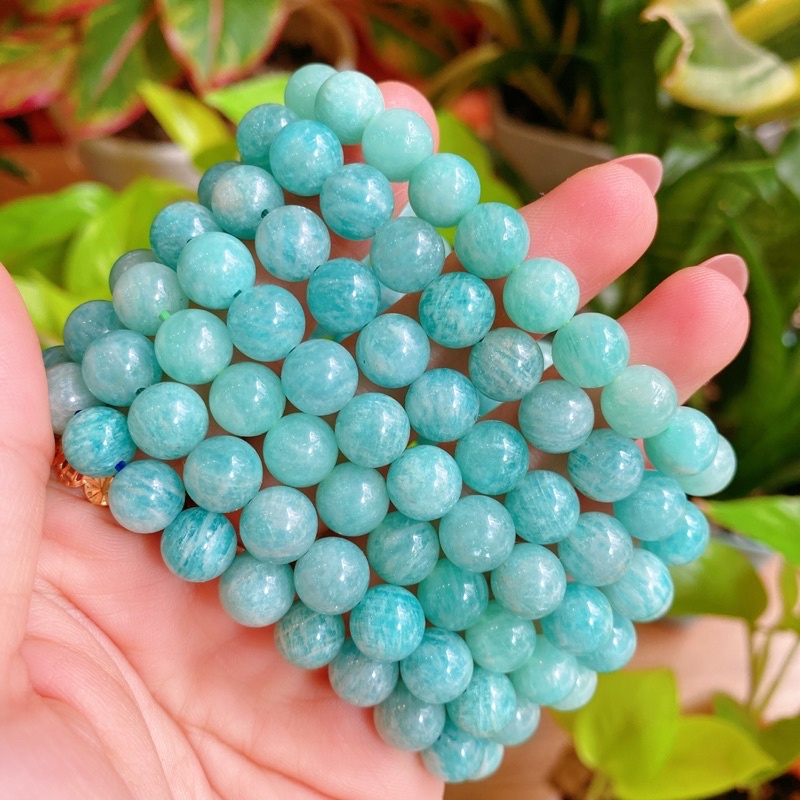 Vòng tay đá Năng Lượng Amazonite, Viên đá yên bình, giảm stress, Healing