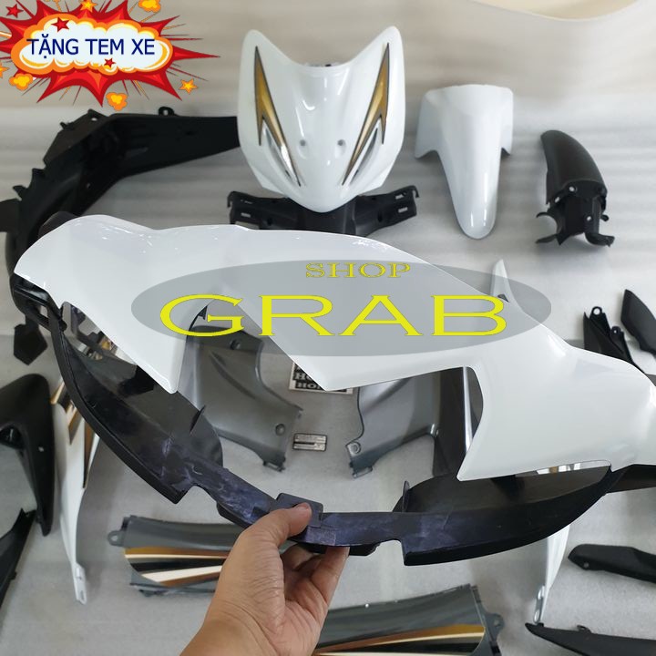 Bộ dàn áo xe WAVE S110 - RS110 đời 2008 đến 2010  nhựa ABS cao cấp MÀU TRẮNG - G546