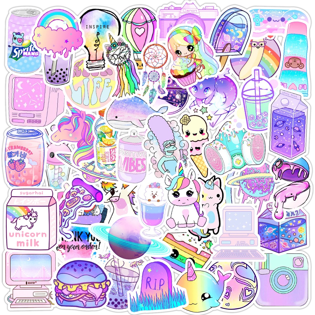[ 50 hình] Sticker Trang Trí Mũ Bảo Hiểm Nhãn Dán Chống Thấm Nước Sticker Cute Dán Laptop các mẫu VSCO