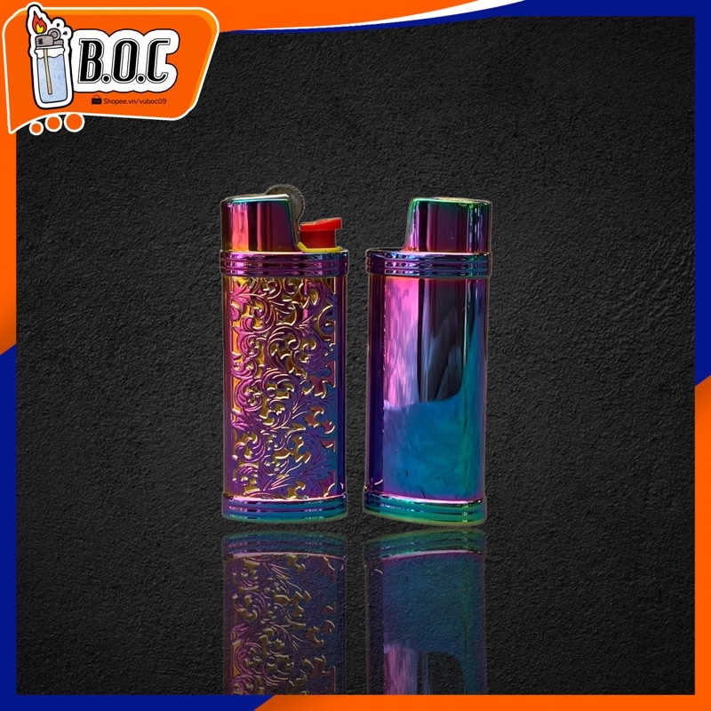 Vỏ Bic j5 Mini Hoa Văn Kim Loại - Xanh Tím