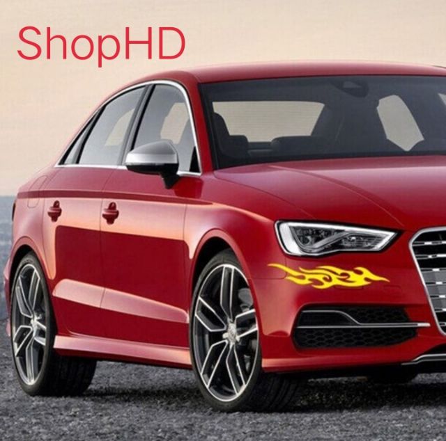 Set 2 tem dán hình ngọn lửa trang trí ô tô, xe máy