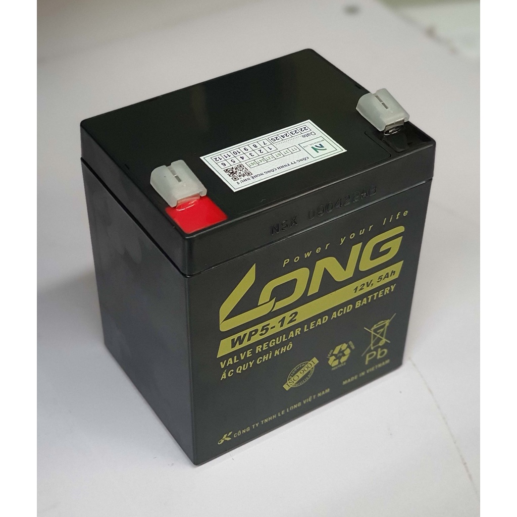 ắc quy LONG WP12-5, 12V5Ah, acquy cho UPS, acquy cho lưu điện, ắc quy cho quạt tích điện