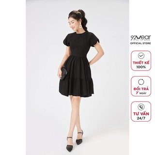 Đầm nữ thiết kế 92WEAR dáng xòe xếp ly công sở dự tiệc DEA1851
