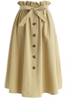 Chân váy Linen cúc gỗ