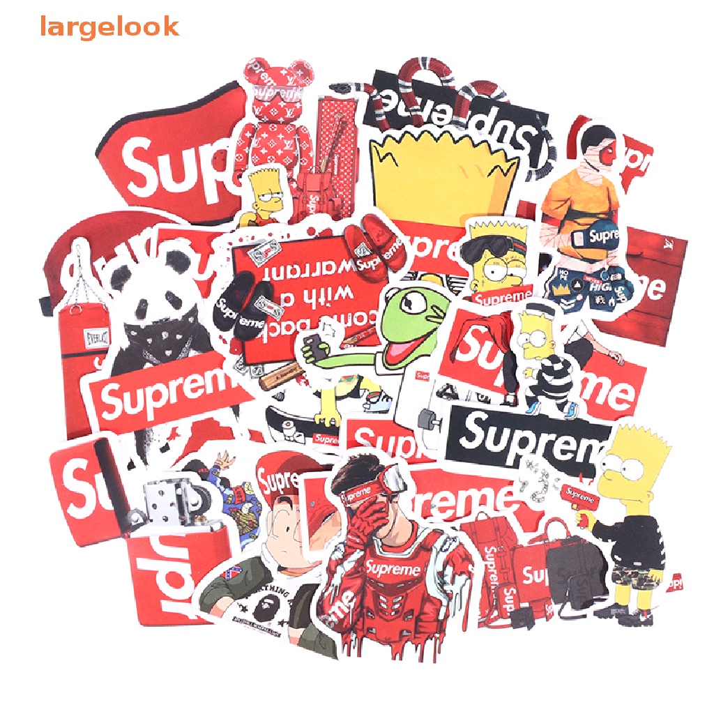 Bộ 50 Sticker Supreme Chống Thấm Nước Thời Trang Dùng Trang Trí Ván Trượt