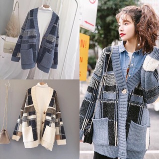 Áo len cardigan 3 khuy thổ cẩm 2 túi bụng