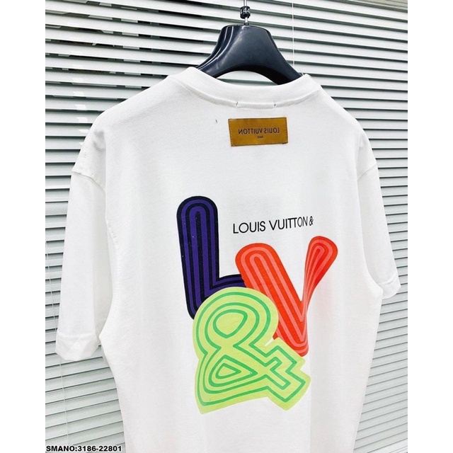 Áo Phông Nam Lv in chữ màu - Áo Thun Lv Hot Tren 2022 thun cotton co giản 4 chiều cao cấp giá rẻ mùa hè