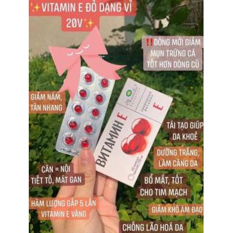 Hộp 2 Vỉ 20 Viên Uống Vitamin E Đỏ - Nhập Khẩu Nga - Dưỡng Da Trắng Hồng Từ Sâu Bên Trong , Giảm Nám, Thâm Sạm - Y339 | Thế Giới Skin Care