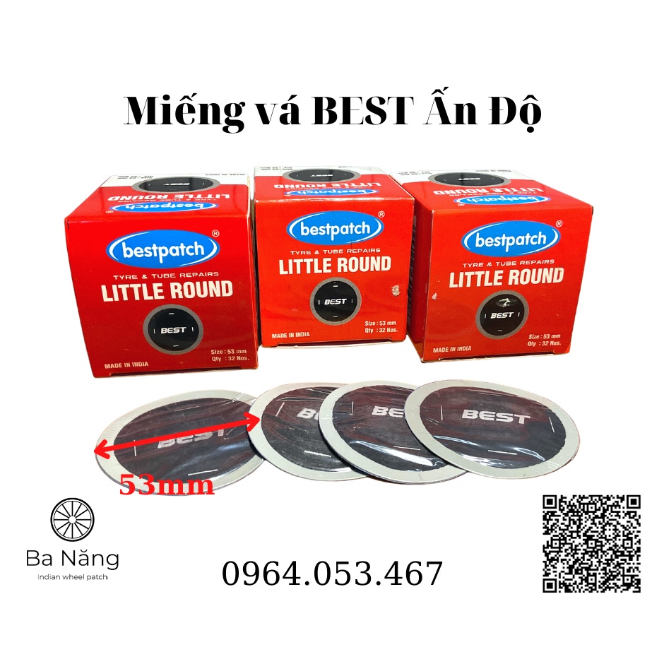 ☈Miếng vá săm, ruột, lốp, vỏ xe máy, ôtô BEST hình tròn (Hộp 32 đường kính 53mm Little round)