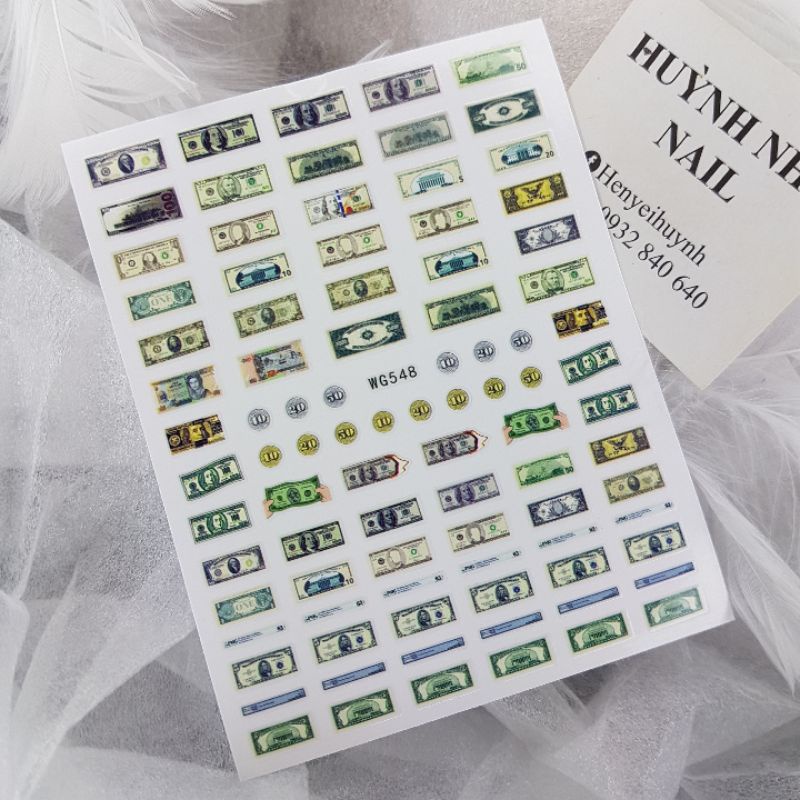 STICKER NAIL DÁN MÓNG MẪU LÁ BÀI-LÁ CỜ- ĐÔ LA SIÊU HOT