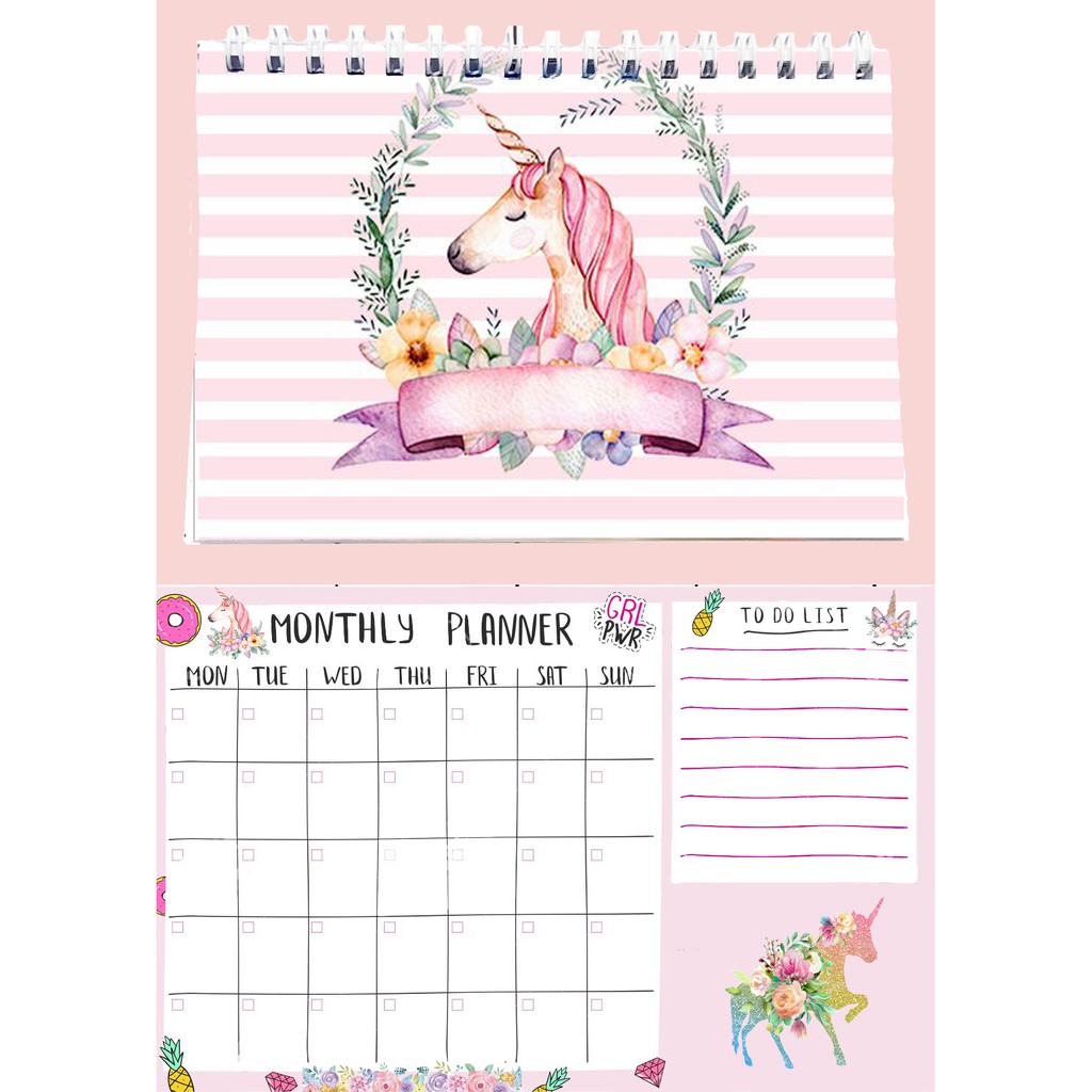 Sổ kế hoạch tháng ngựa thần unicorn MPI21 Monthly Planner 12 trang