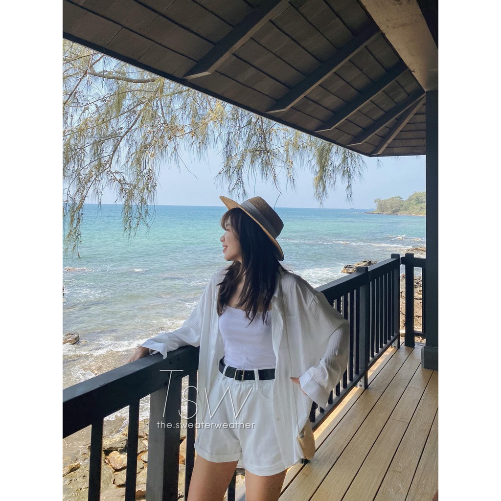 Quần short bò cạp cao gập gấu kèm thắt lưng (Ảnh thật) | BigBuy360 - bigbuy360.vn