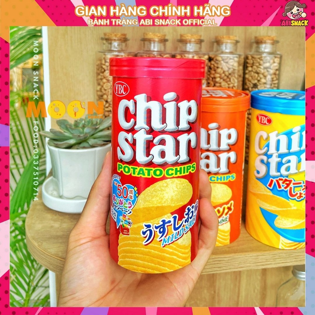 Bánh Snack Khoai Tây lát không chiên YBC Chip Star hàng nội địa Nhật Bản hộp 50g