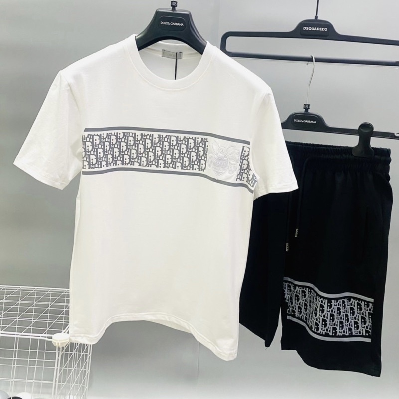 Bộ Hè Nam Cotton CD Dập Vạch Chữ Thêu Ong Cực Sang