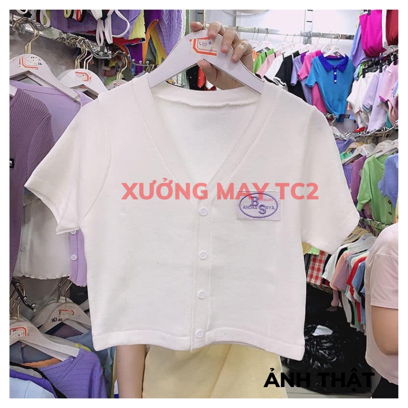 Áo croptop nữ khuy cài  áo cardigan cộc tay ôm body sexy tôn dáng phong cách ulzzang hàn quốc XƯỞNG MAY TC2