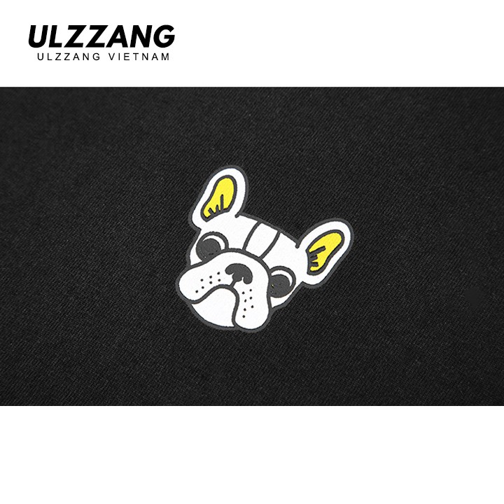 Áo thun tay lỡ ULZZANG 100% cotton dáng unisex form rộng in hình chó pug trên ngực | BigBuy360 - bigbuy360.vn