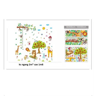 decal dán tường combo vườn thú cho bé