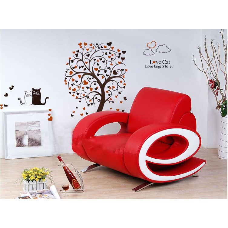 Decal trang triis tường Cây trái tim LOVE CAT