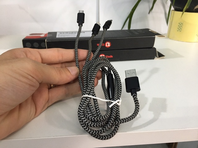 [Sạc nhanh]Cáp sạc ĐT 3 trong 1 (Type C-- Micro) Unik