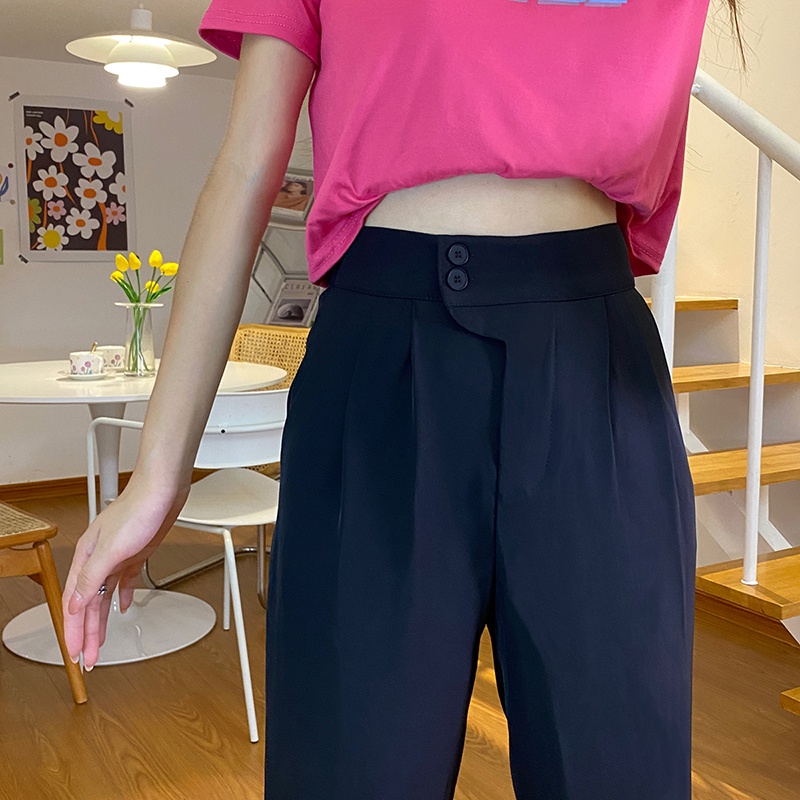 SUXI Quần Lửng Lưng Cao Phong Cách Hàn Quốc Dành Cho Nữ