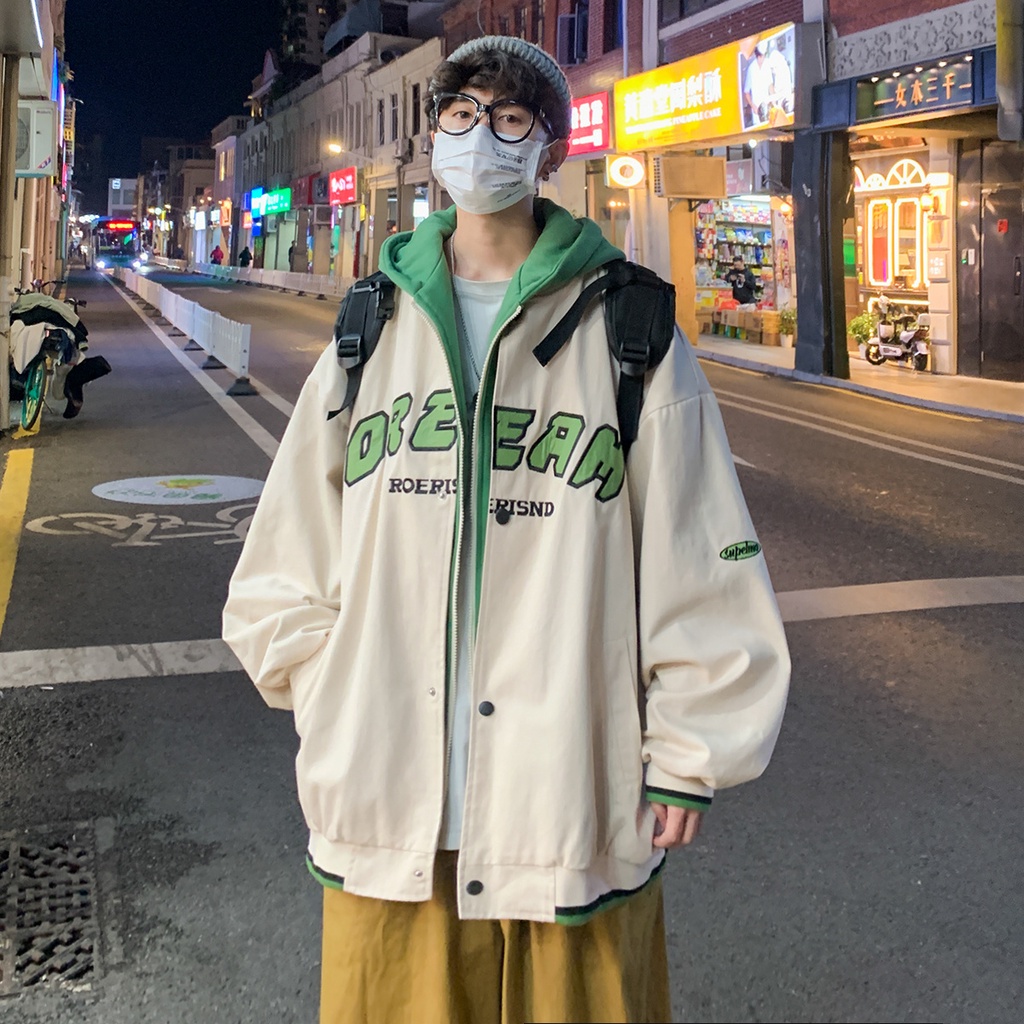 Áo Khoác Hoodie Dáng Rộng In Họa Tiết Thời Trang Hàn Quốc Cho Nam Áo khoác hai lớp Unisex áo hoodie unisex form rộng