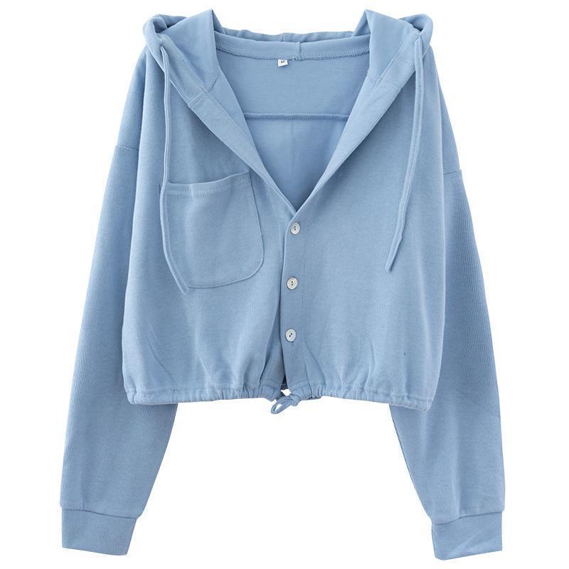 Áo Khoác cardigan Có Mũ Trùm Dáng Rộng Màu Sắc Trơn Phong Cách Hàn Quốc Dành Cho