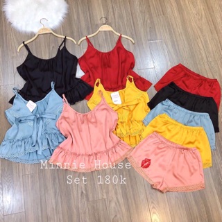 BỘ LỤA SATIN 2 DÂY REN BÈO