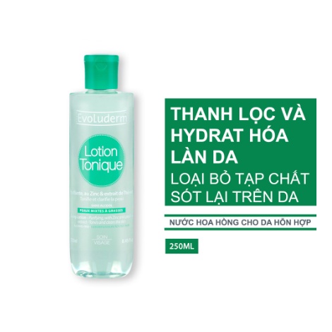 Nước hoa hồng Evoluderm dành cho da hỗn hợp và dầu mụn 250ml