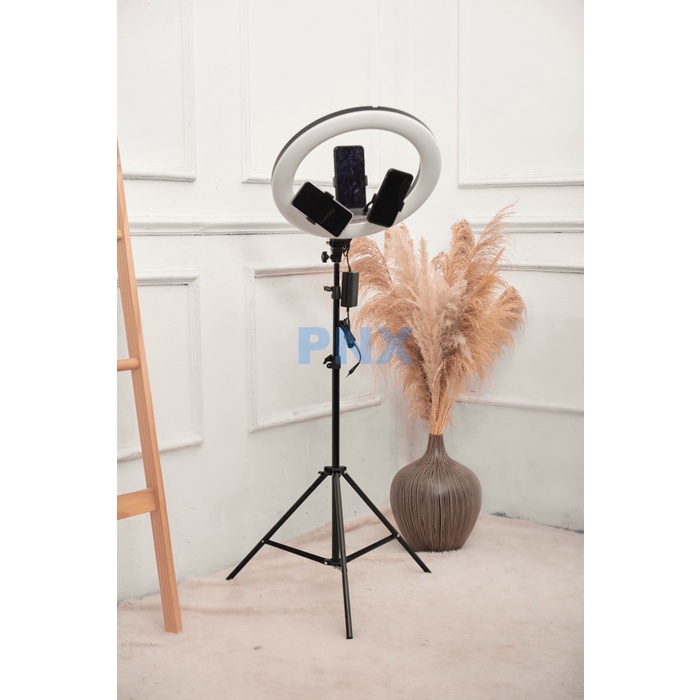 Đèn Livestream 45cm - Bộ Chụp Ảnh và Quay Video Đa Nhiệm, Ánh Sáng 3 Chế Độ Màu, Kèm Gậy 2m1 và Điều Khiển - Rabbi VN