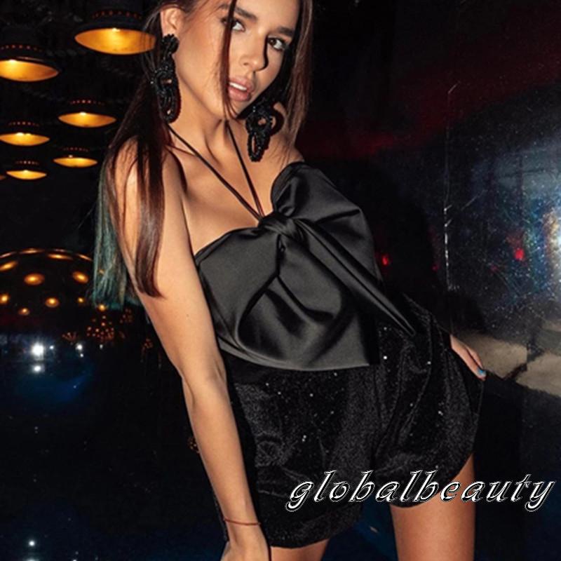 Áo liền quần không tay đính nơ lấp lánh dành cho nữ