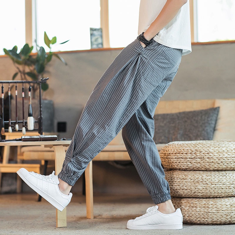 Quần Harem Cotton Lanh Thoáng Khí Thiết Kế Mới Thời Trang Mùa Hè Theo Phong Cách Trung Hoa Dành Cho Nam