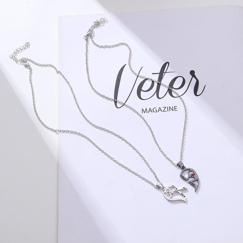 1 Cặp Vòng Cổ Choker Kết Hợp Mặt Dây Chuyền Khắc Chữ Phong Cách Punk 520 Cho Cặp Đôi