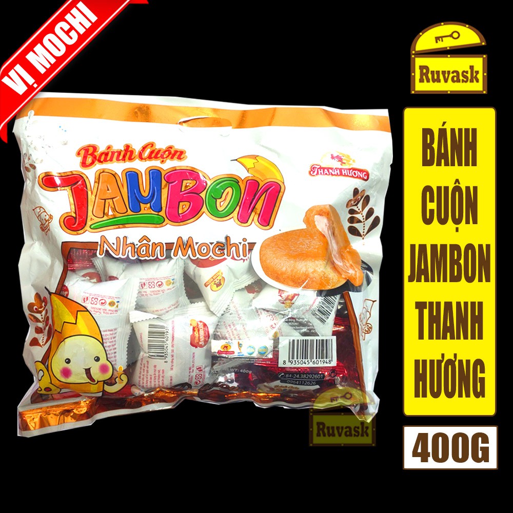 Bánh Cuộn Jambon Thanh Hương Nhân Mochi 400G - Đồ Ăn Vặt Nội Địa Giá Rẻ - Bánh Kẹo Ăn Vặt Ngon - Ruvask