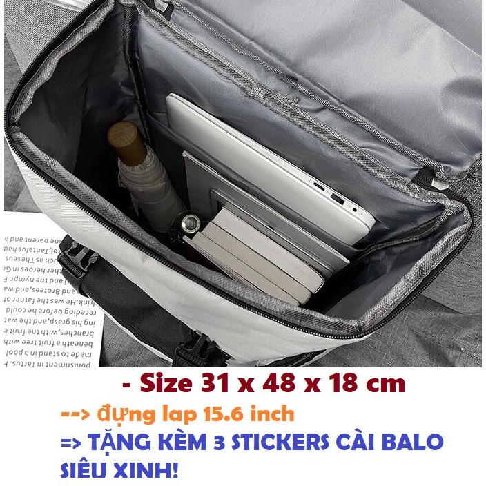 Balo thời trang nam nữ phong cách Hàn Quốc, đựng lap 15.6 inch, HÌNH THẬT