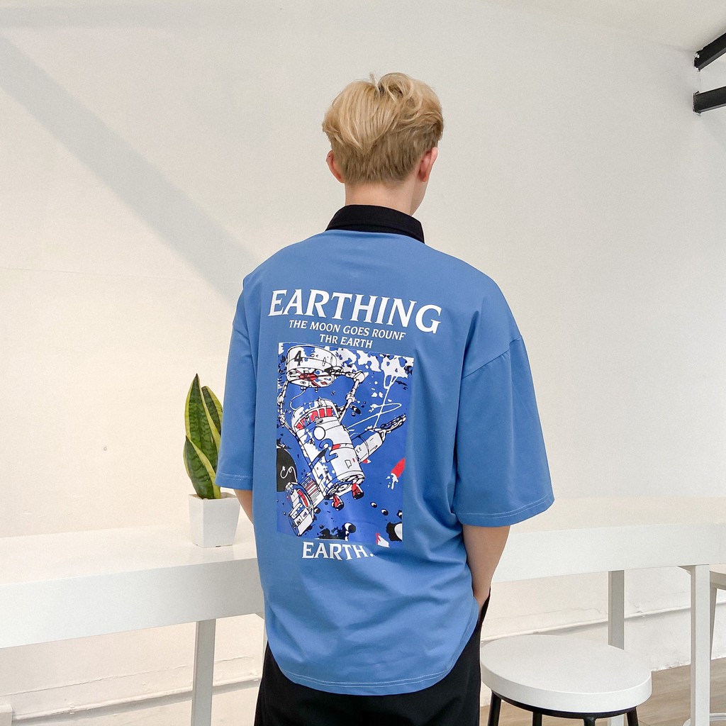 Áo polo oversize EARTHING , áo thun có cổ tay lỡ unisex , Odin Clothing | BigBuy360 - bigbuy360.vn