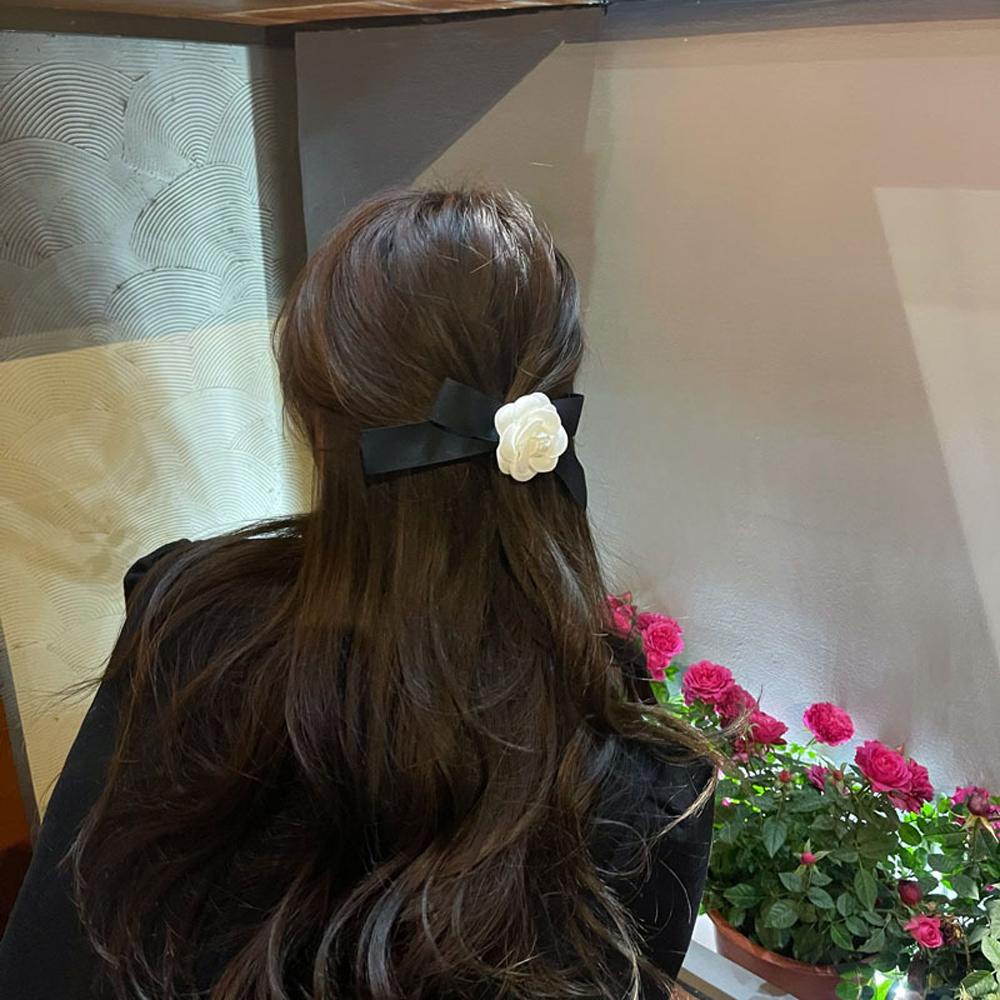 Kẹp Tóc Mỏ Vịt Hình Nơ Hoa Trà Nhiều Màu Thời Trang Cổ Điển Cho Nữ