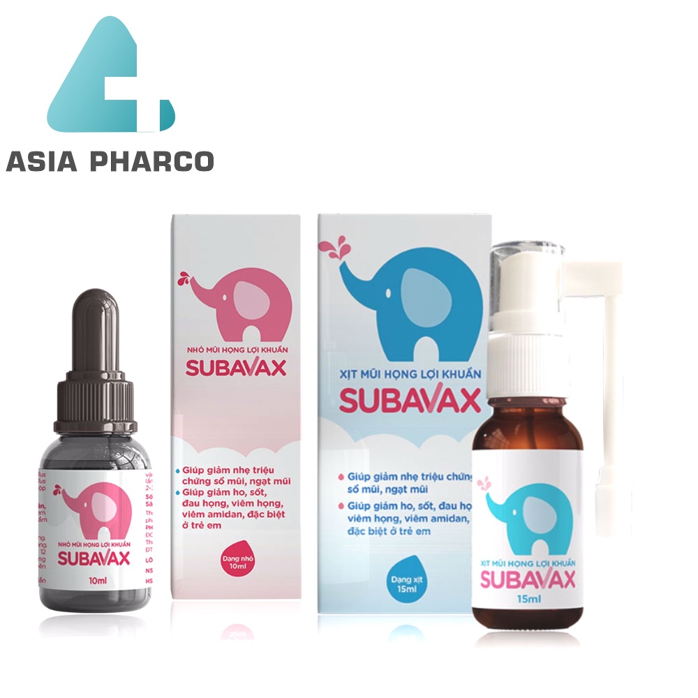 Dung dịch nhỏ, xịt mũi họng lợi khuẩn Subavax Dược phẩm Á Âu 10ml giảm viêm ho, mẹ khỏi lo con ốm