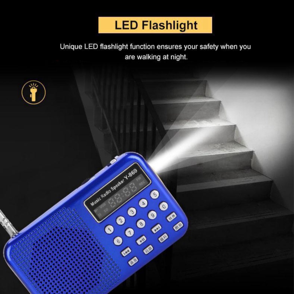 Máy radio nghe đài FM âm thanh nổi sống động có chức năng ghi âm