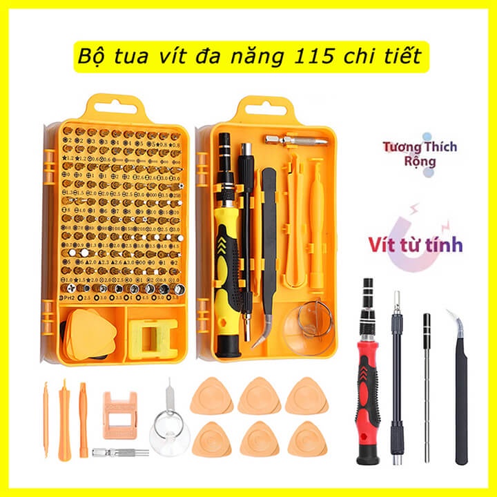 Bộ tua vít đa năng Bộ Tua tô Vít Từ Tính 115 Chi Tiết Dùng Trong Sửa Chữa Điện Thoại, Laptop, Đồng Hồ Chất Lượng Cao