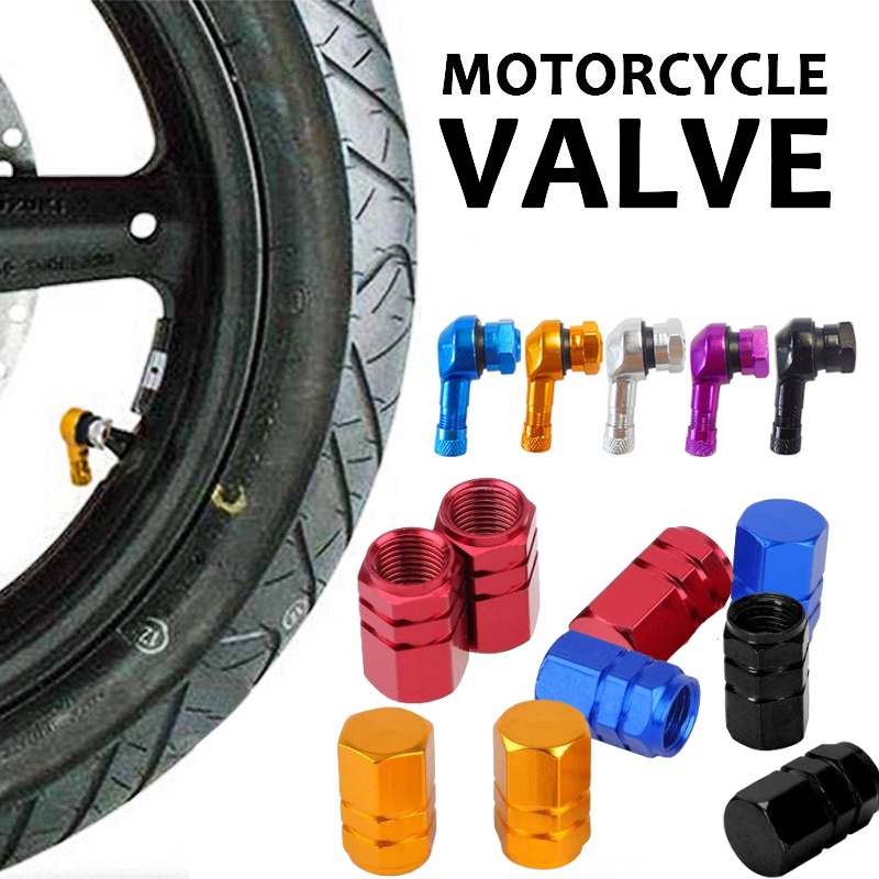 Bộ 2/4 Ốp Van Bánh Xe Hơi/Xe Máy/Xe Đạp 90 Độ Bằng Hợp Kim Nhôm Chống Bụi