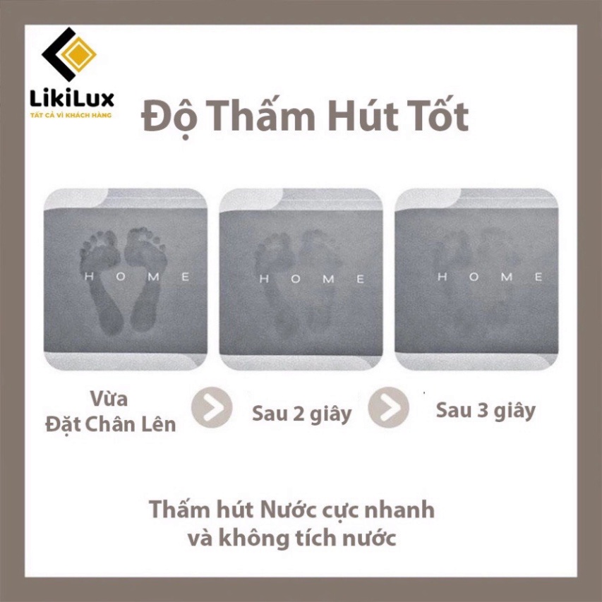 Thảm Hút Nước Siêu Thấm Thảm Lau Chân Siêu Mềm Siêu Dày, Siêu Thấm Nước Chất Liệu Chống Trượt