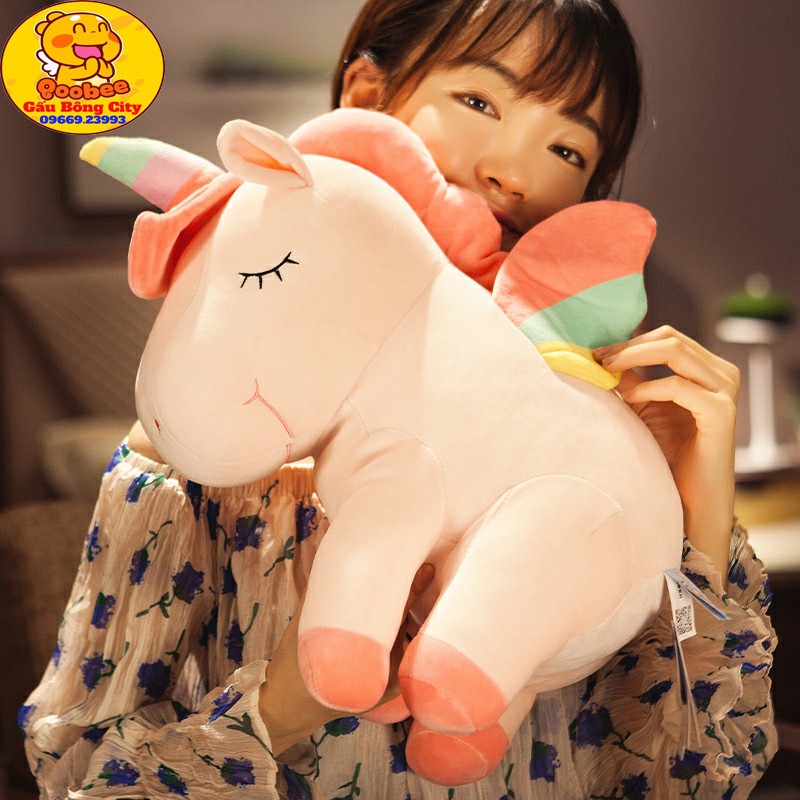 Gấu Bông Ngựa Unicorn Ngồi - Kì Lân Một Sừng -  Kỳ Lân Quà Tặng Mềm Mịn Cao Cấp Cho Bé