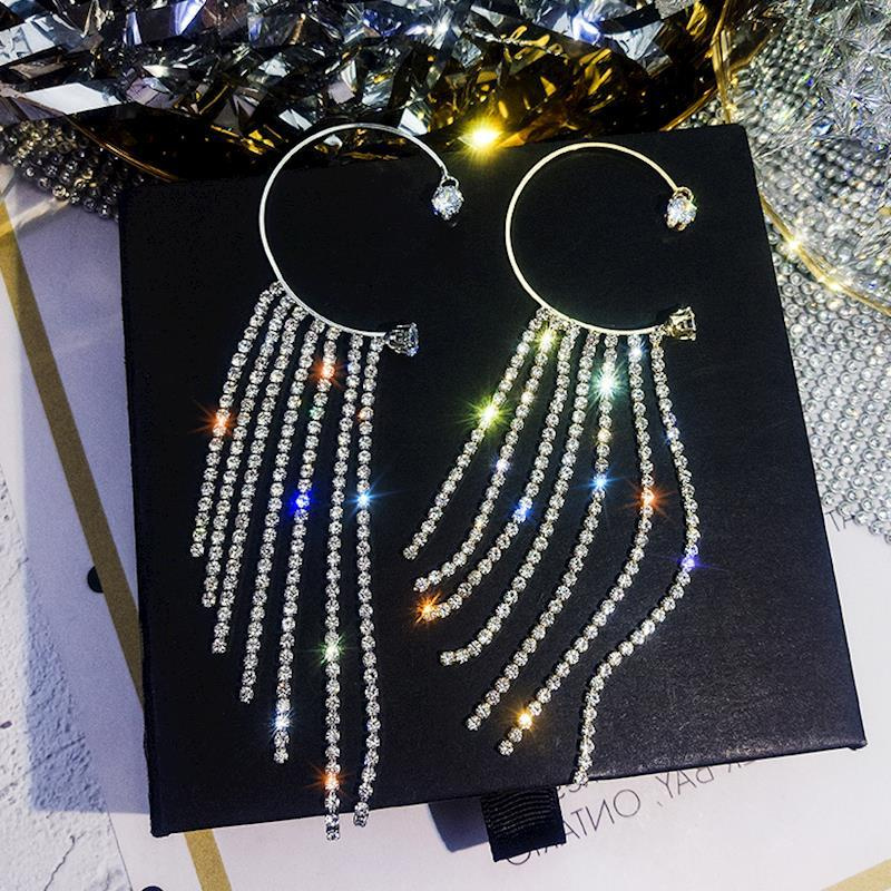 Korean Fashion Temperament Full Diamond Tassel Earrings