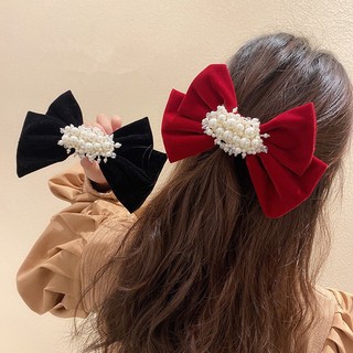 Kẹp tóc nơ nhung đính ngọc