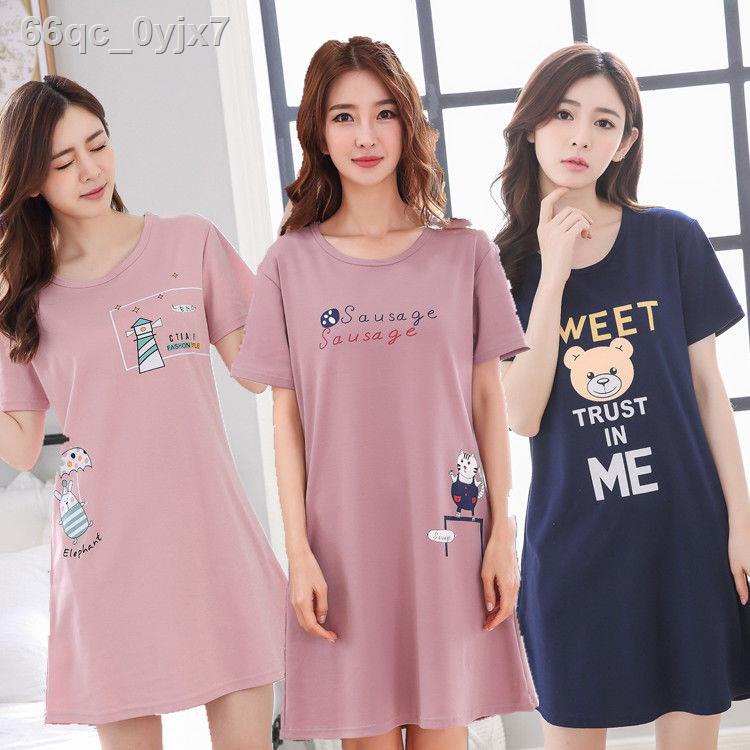 ❣✶100% đồ ngủ của phụ nữ mùa hè váy cotton mỏng phiên bản Hàn Quốc quý cô dễ thương cộng với h