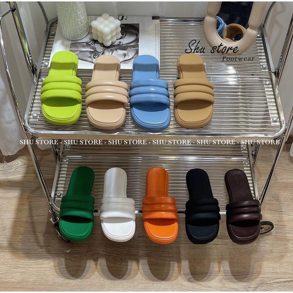 Shu Store | Dép quai ngang dép đế bằng 3cm quai phồng mang êm chân thời trang nữ